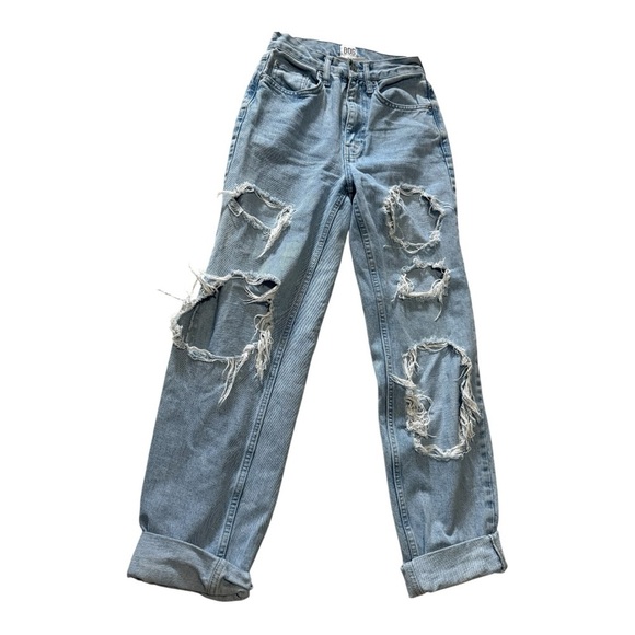 BDG Blue Boyfriend Jeans Distressed High-Waisted - Picture 1 of 7